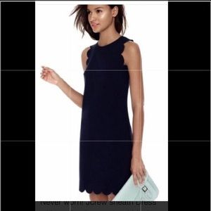 Jcrew black scalloped shift dress